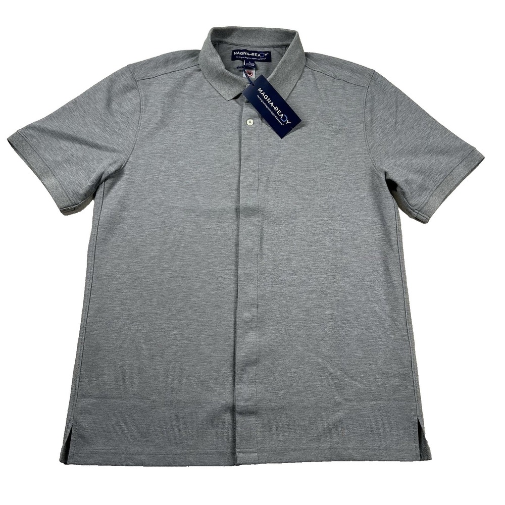 Magna Ready Shirt Mens Sm Magnetic Buttons Golf Polo Heather Gray Tactical